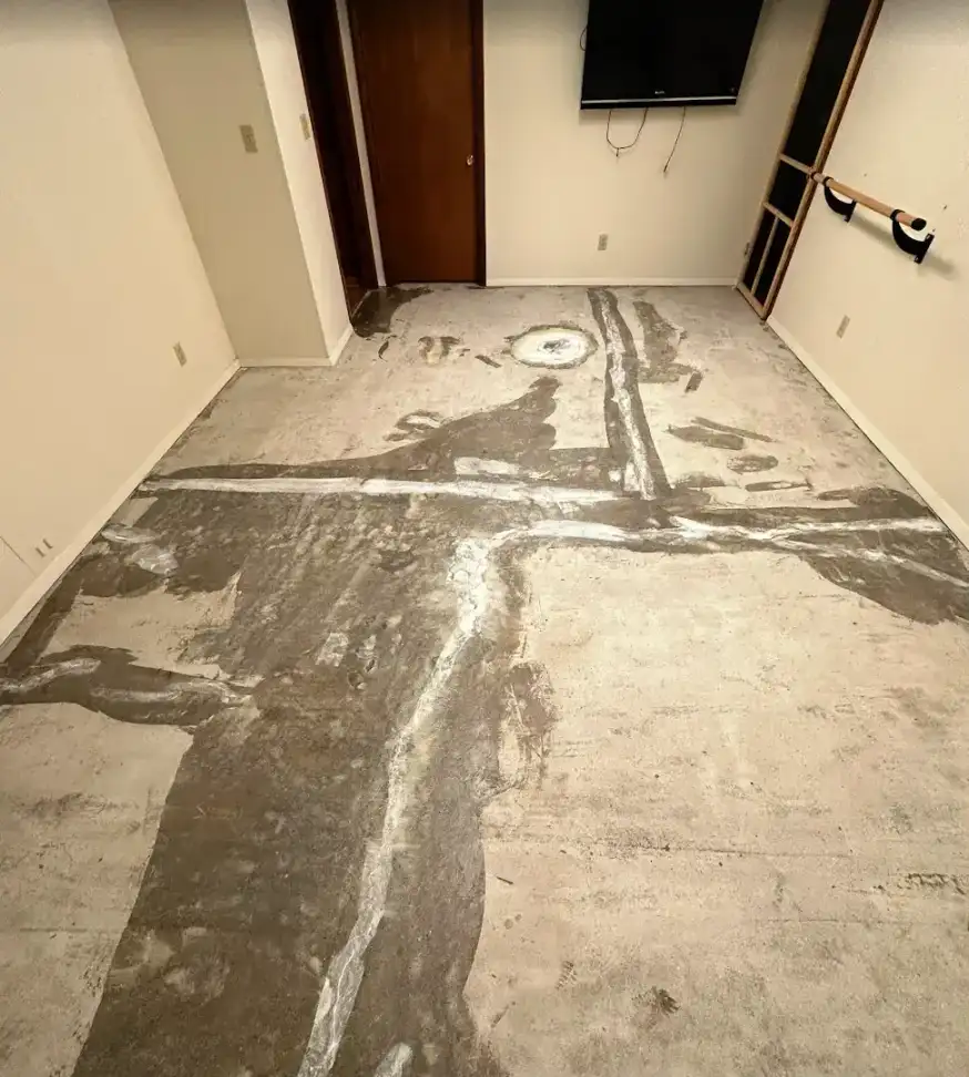 Concrete Masters v2 Raw residential garage concrete slab before floor coating installation