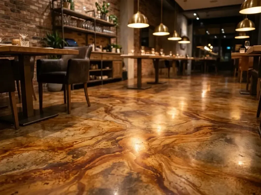 Concrete Masters v2 Acid stained concrete with rich earth tones
